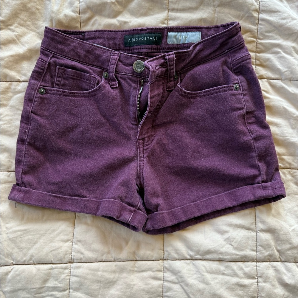 Aeropostale Purple Stretchy Denim Jean Shorts